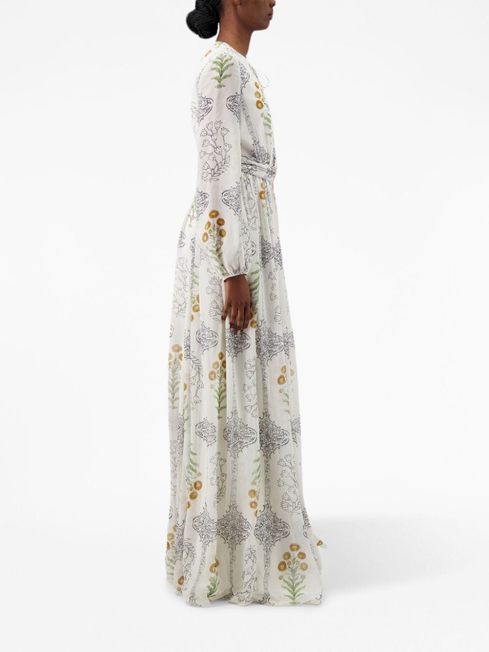 floral-print silk maxi dress - 3