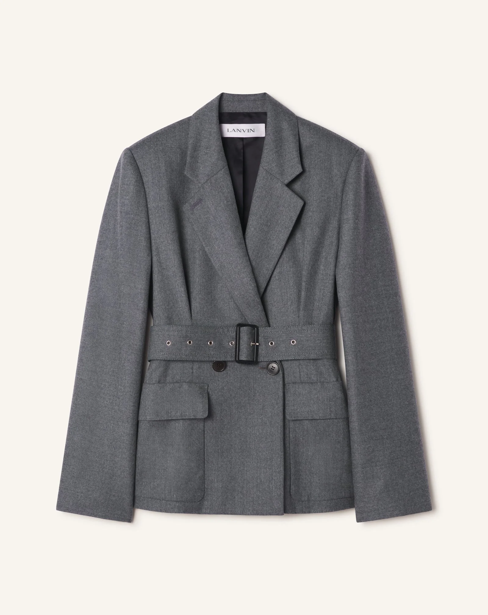 BELTED JACKET IN WOOL FLANNEL - 1