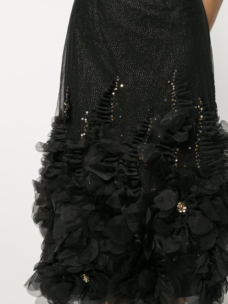 STRAPLESS GLITTER TEA-LENGTH TULLE GOWN 4