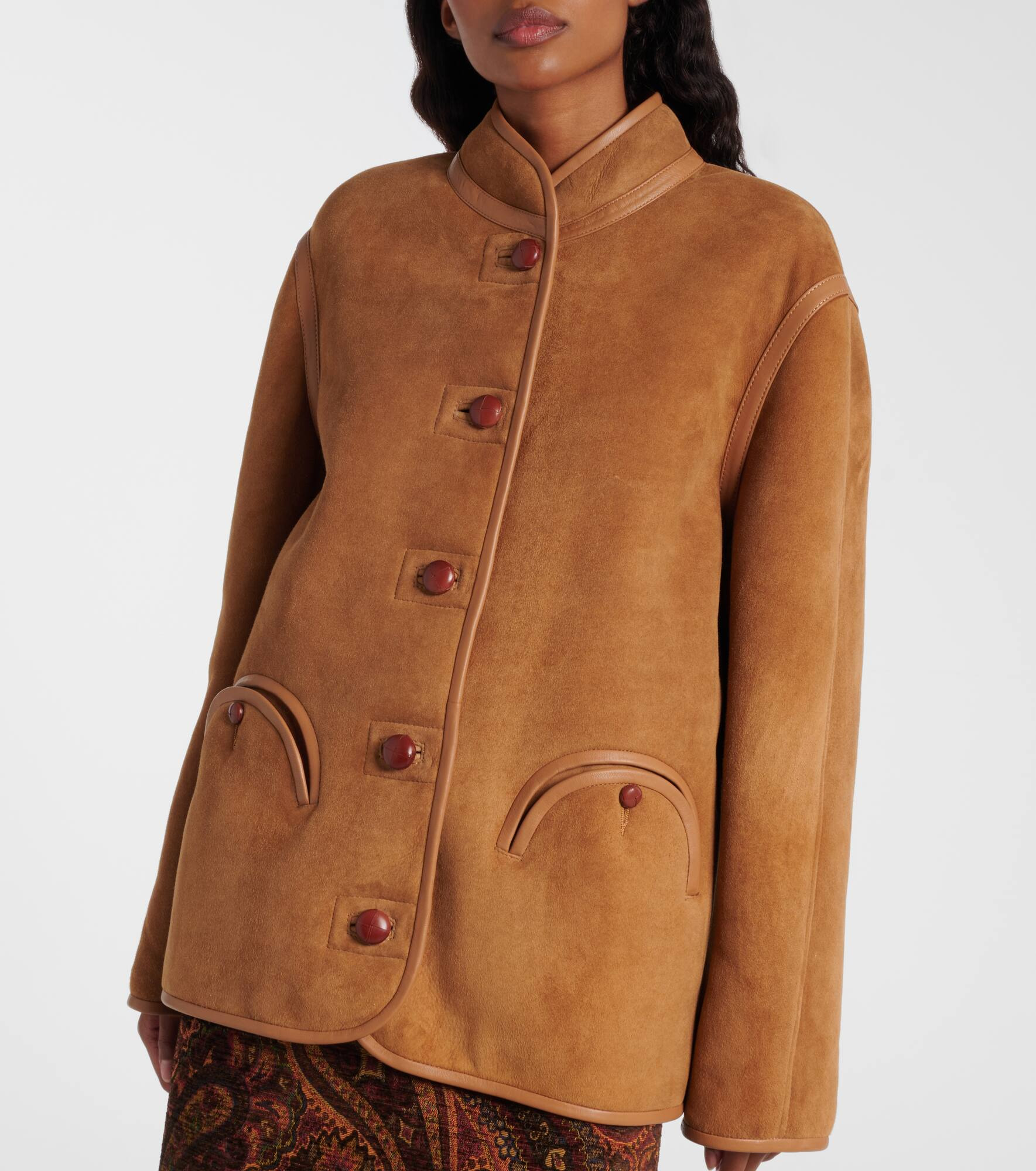 Curly shearling-lined suede jacket - 6