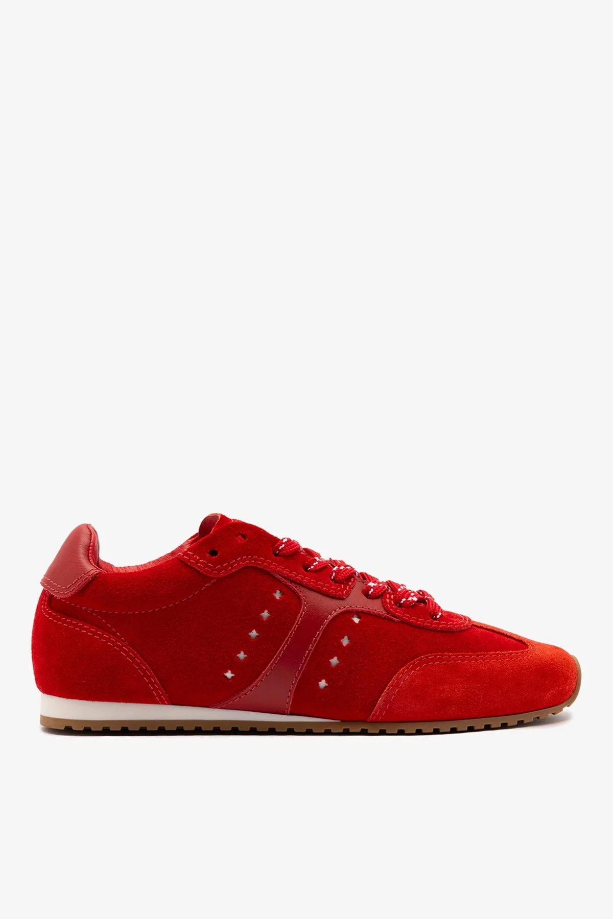 Stella Sneaker In Scarlet Suede and Blood Red Leather - 1