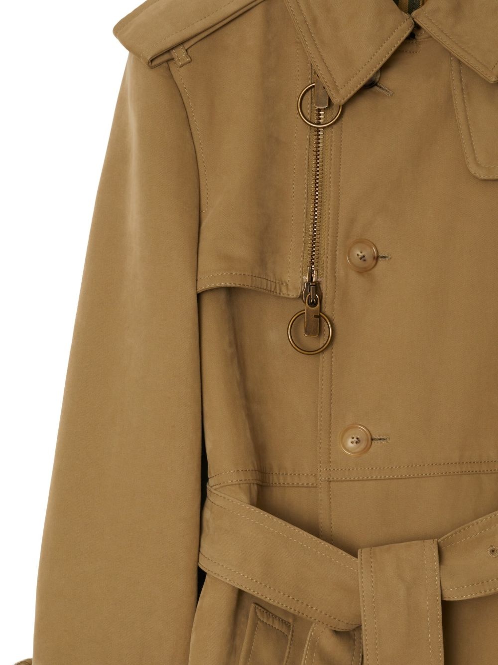 shearling-trimmed trench coat - 3