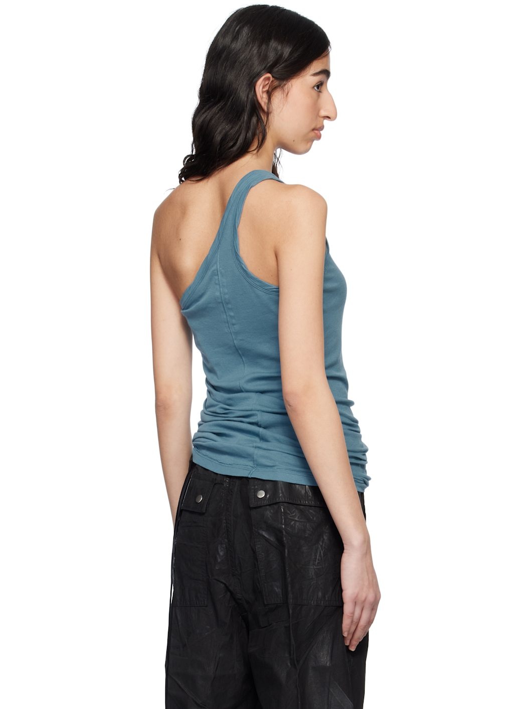 Blue Hollywood One Shoulder Tank Top - 3