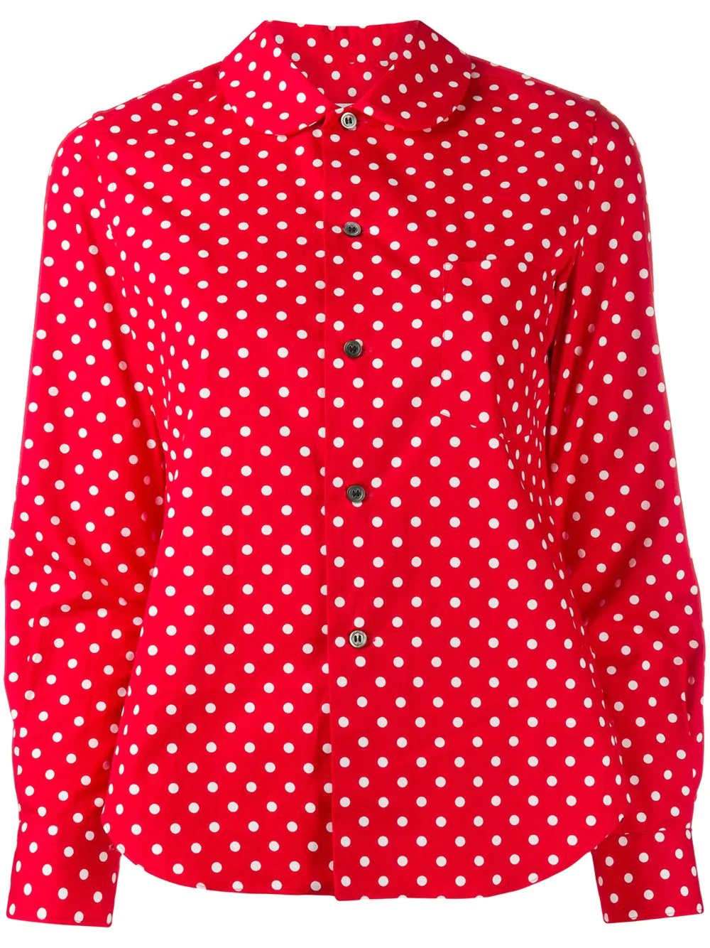 polka dot print curved hem shirt - 1