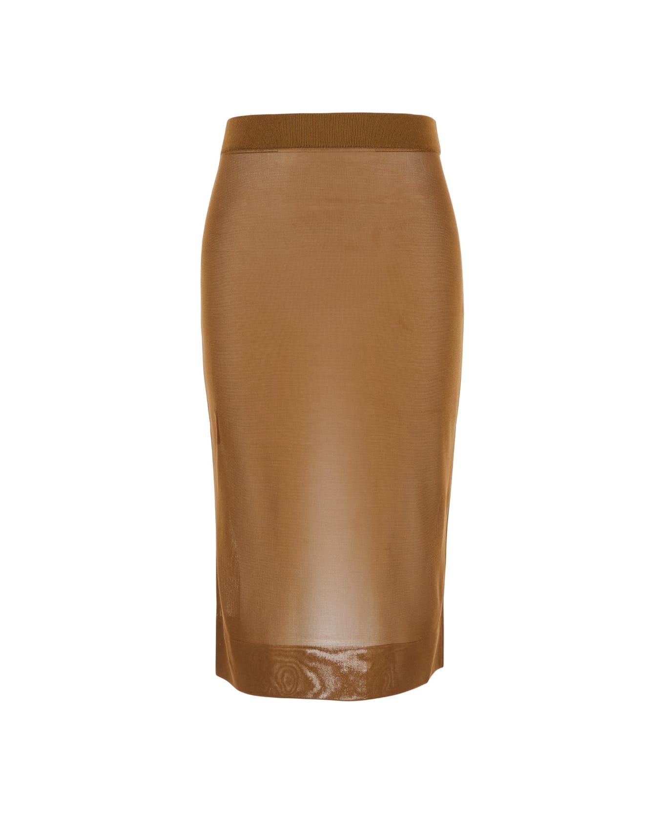 Beige Pencil Skirt With High Elastic Waist In Viscose Woman - 1