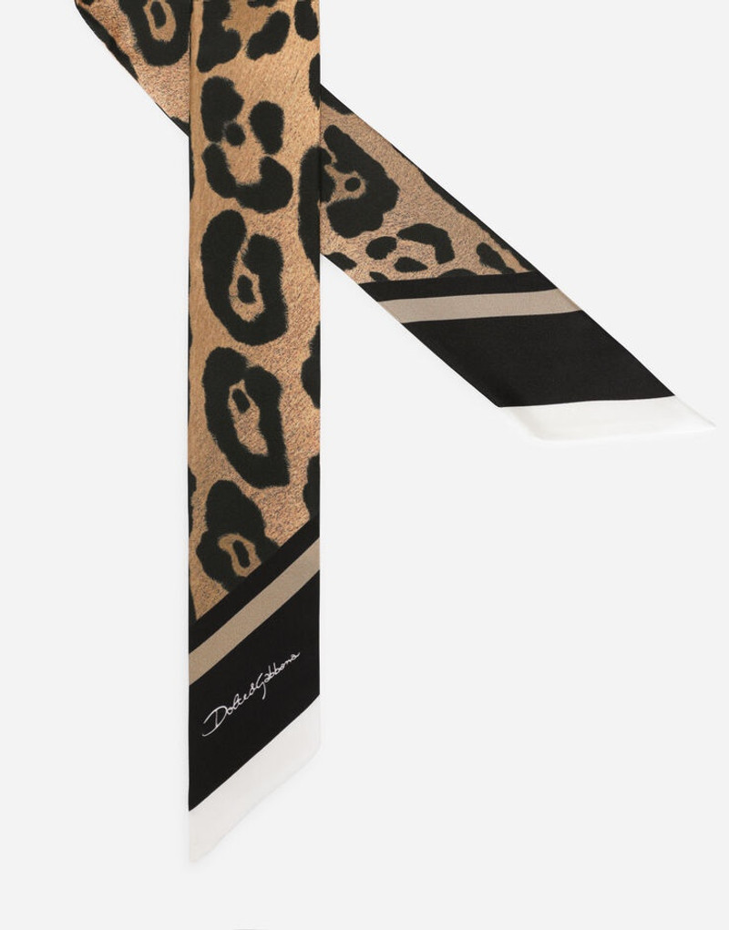Dolce & Gabbana Leopard-print twill headscarf outlook