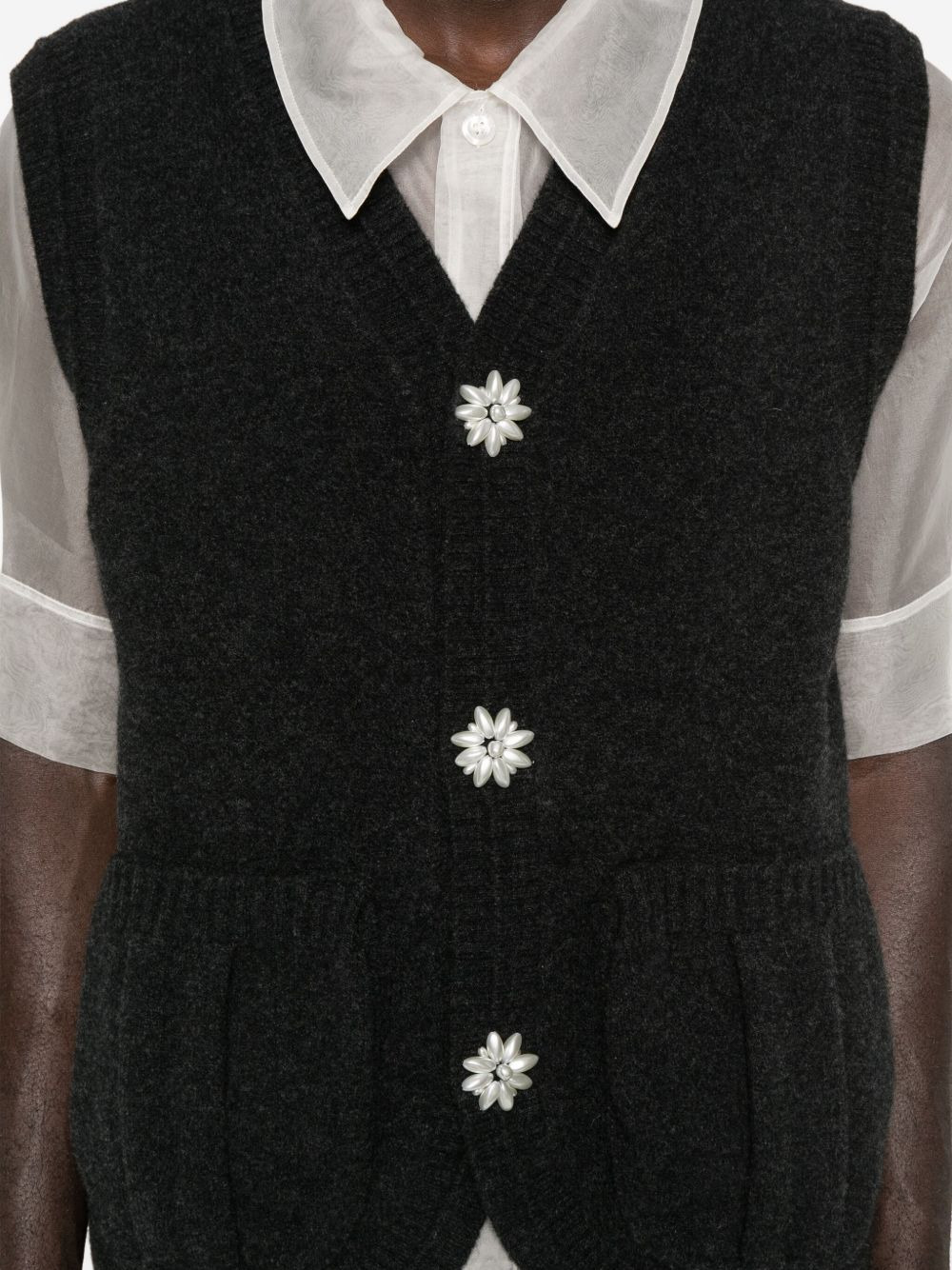 floral-button vest - 5