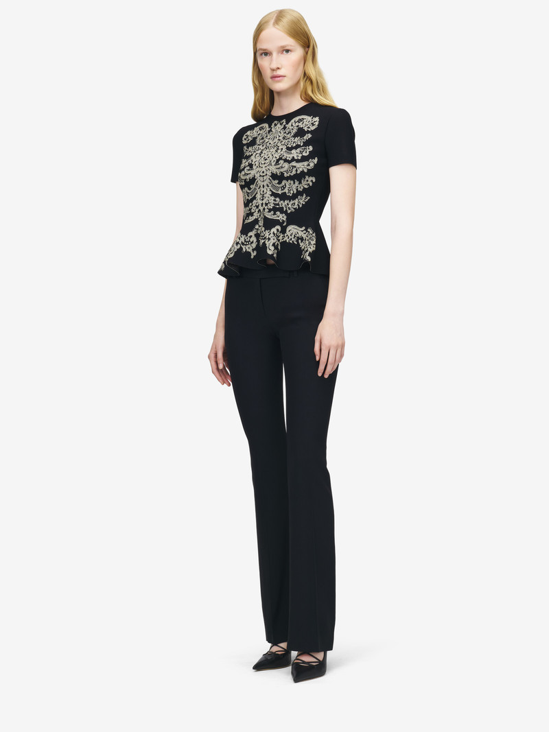 Lace Ribcage Jacquard Peplum Top 4