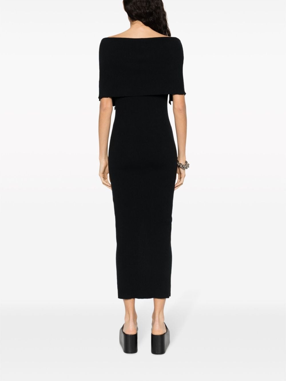zip-up ribbed-knit midi dress - 4