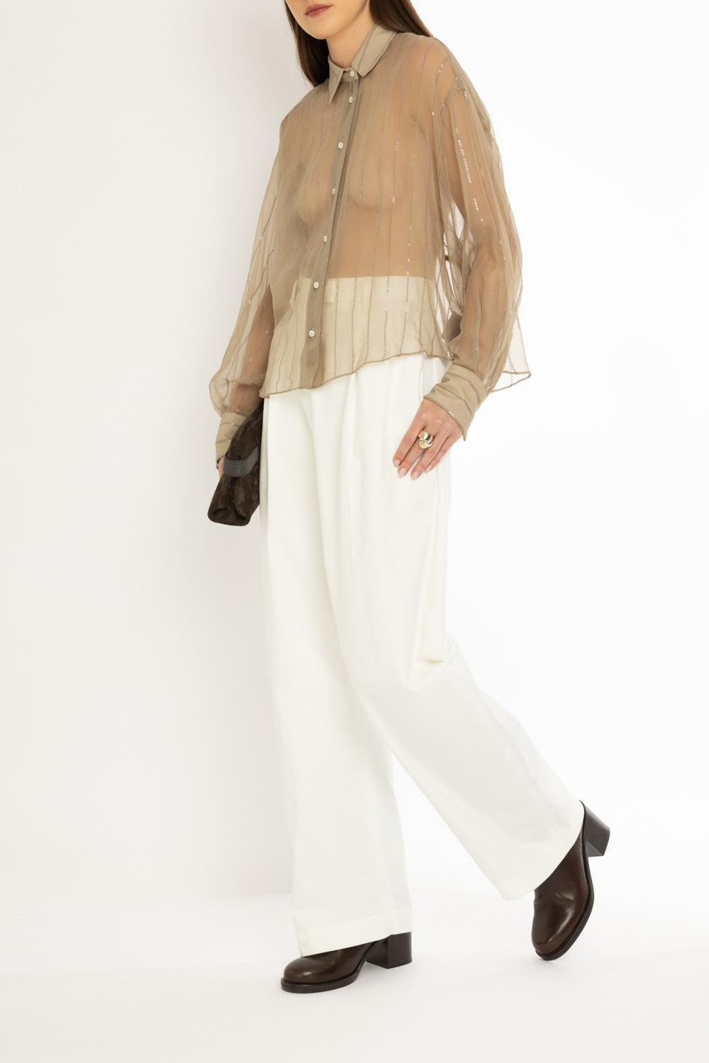 Crispy Vertical Paillette Blouse - 4