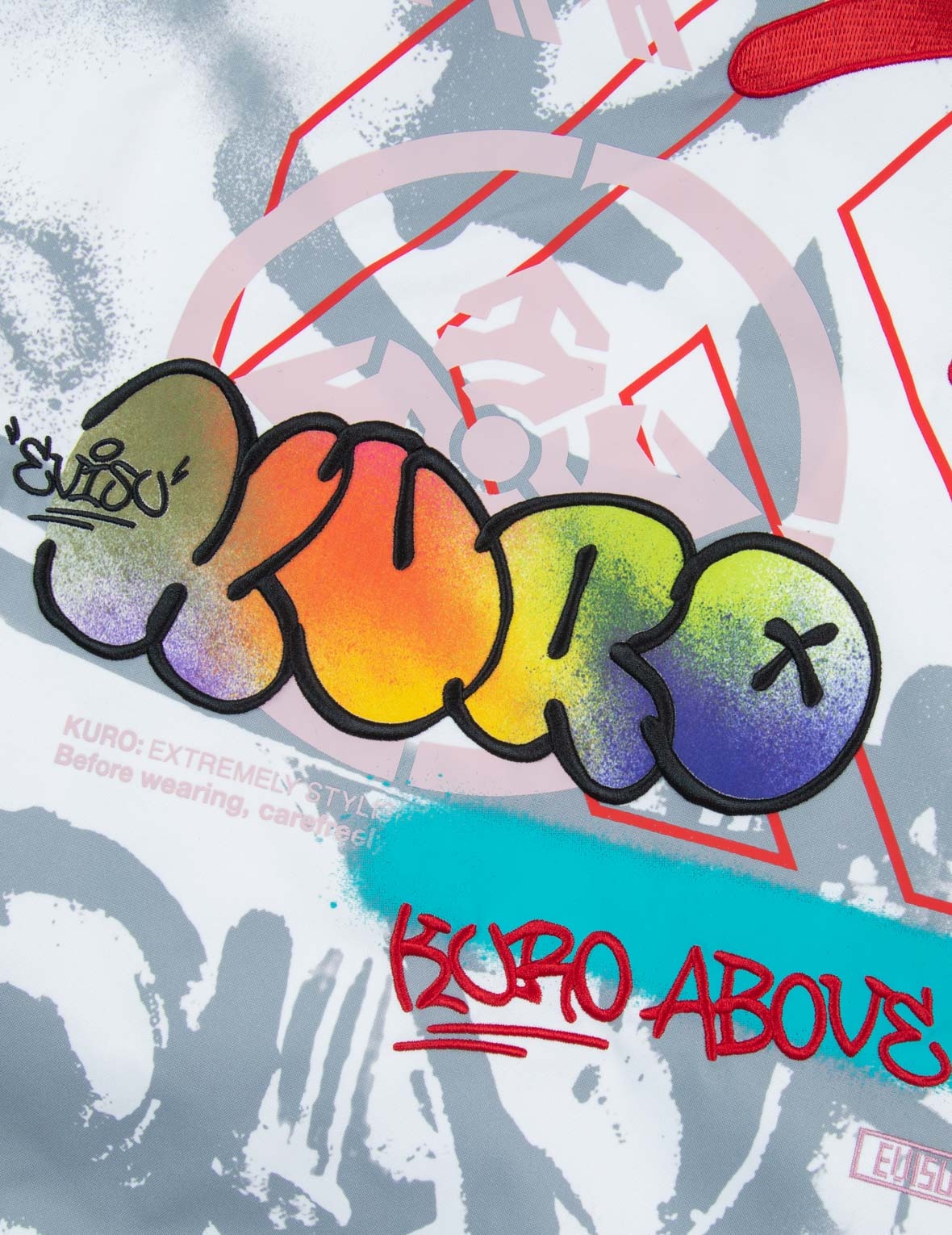 Allover Graffiti Print Stand-Collar Padded Jacket - 4