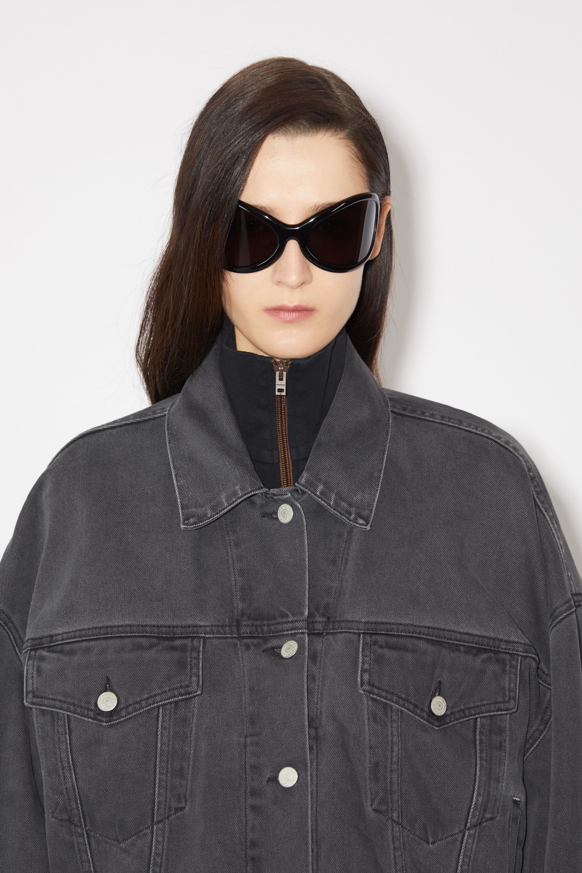 Denim jacket - Relaxed cropped fit - Dark grey - 6