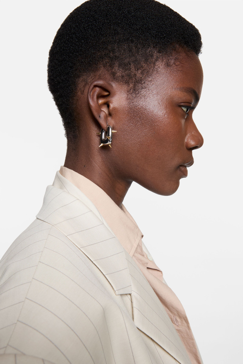 Acne Studios Chunky loop earrings - Silver/Semi matt gold outlook