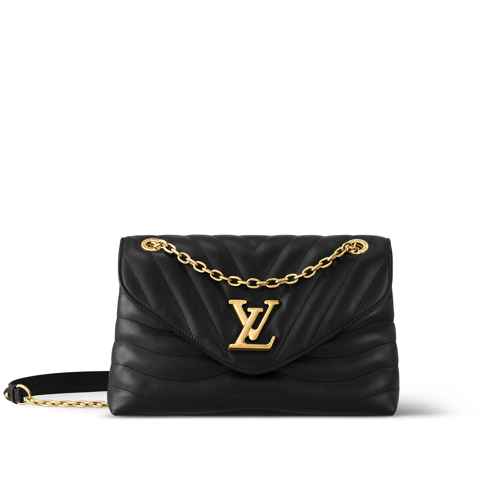 Louis Vuitton Black Smooth Calf Leather New Wave Chain MM Shoulder Bag Louis  Vuitton