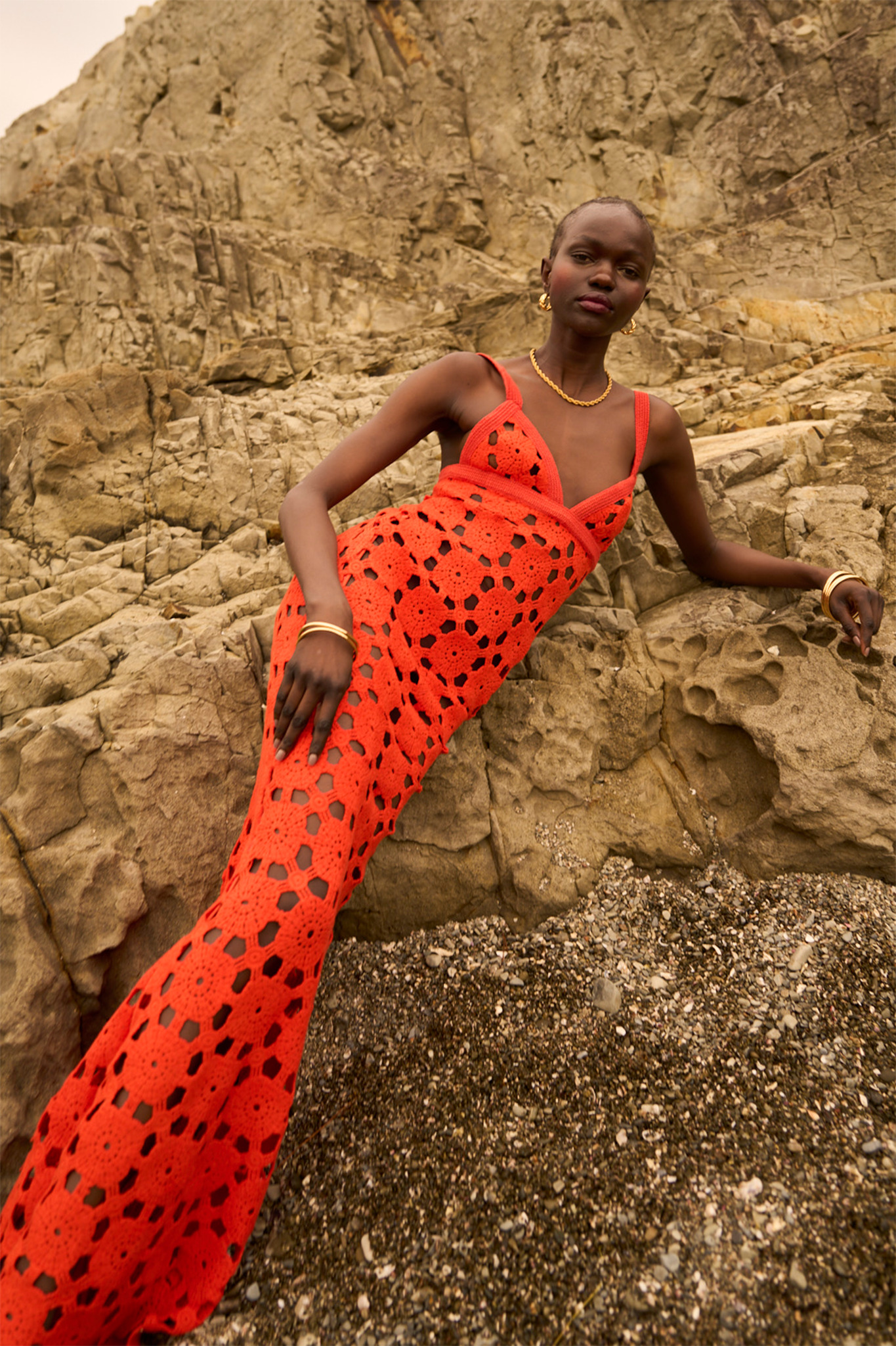 SAU LEE MILA CROCHET DRESS - P24D40-ORANGE | REVERSIBLE