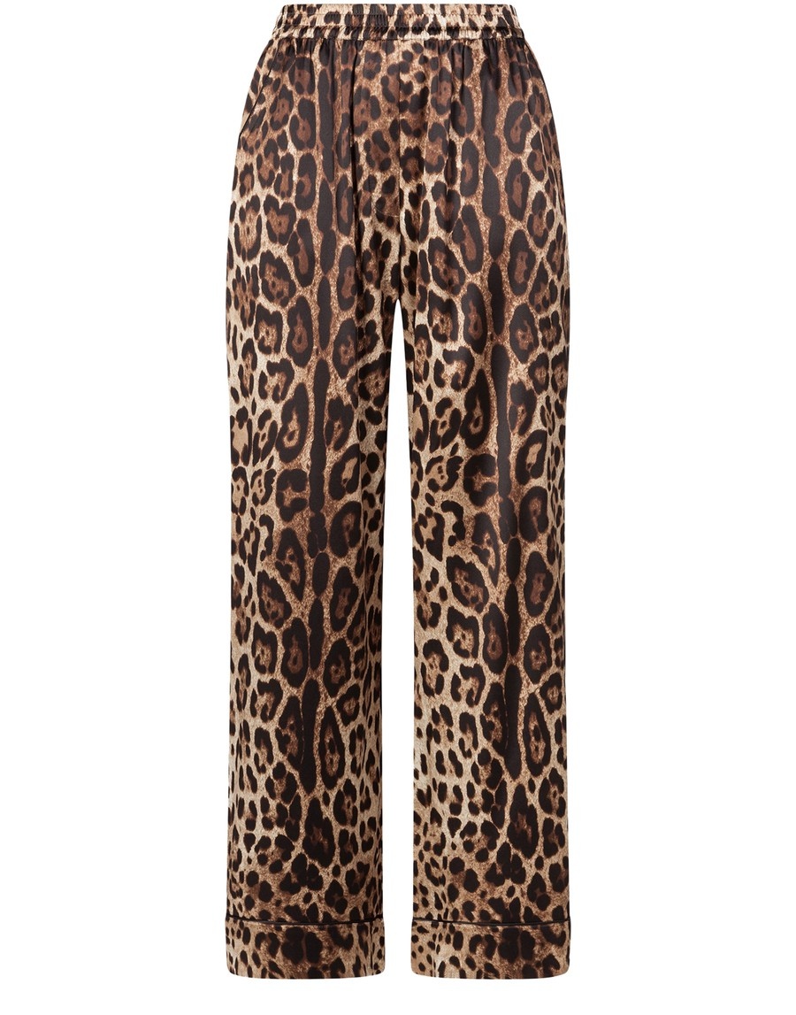 Leopard-print satin pajama pants - 1