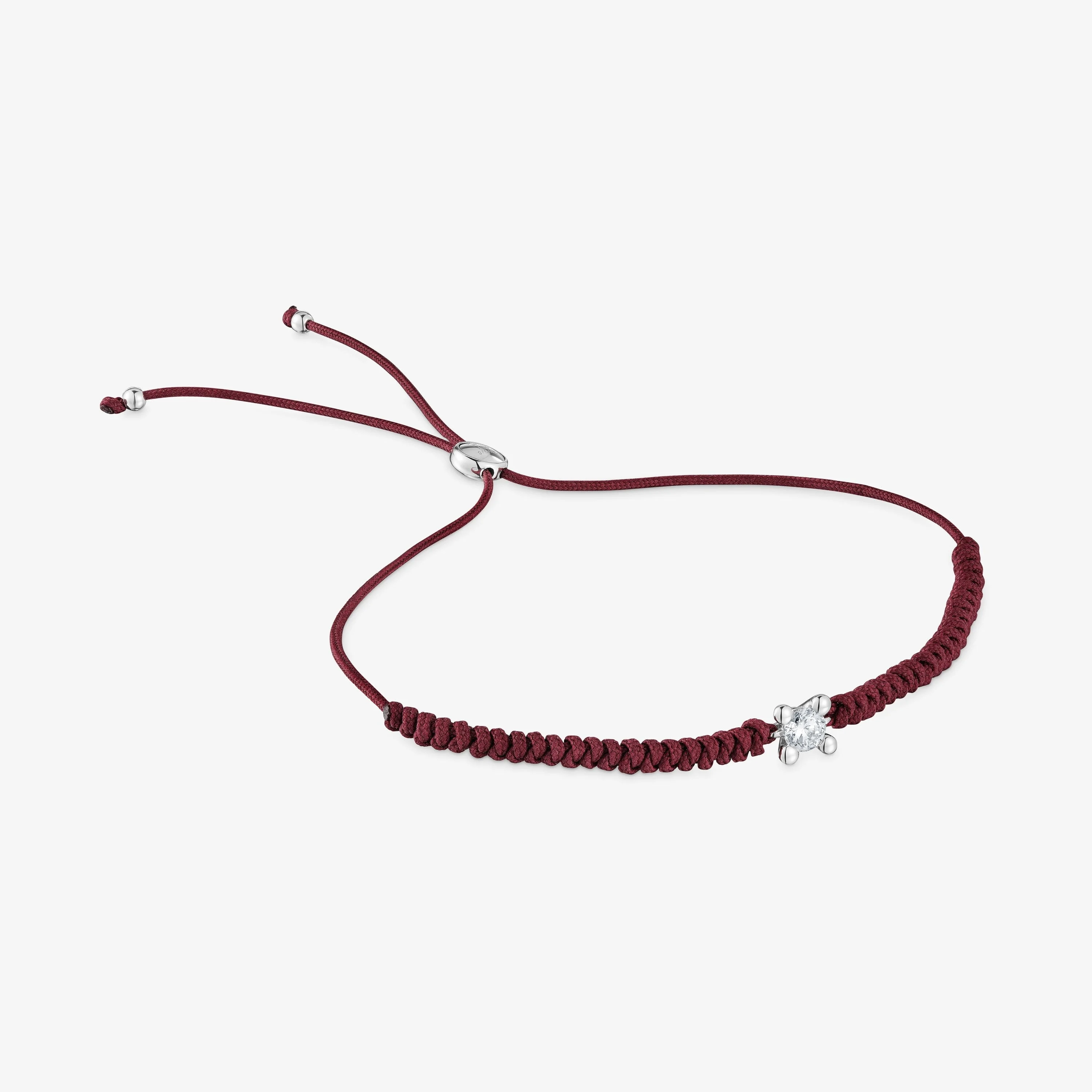 Platinum Bracelet with lab-grown diamond and burgundy nylon TOUS Shine LGD - 1