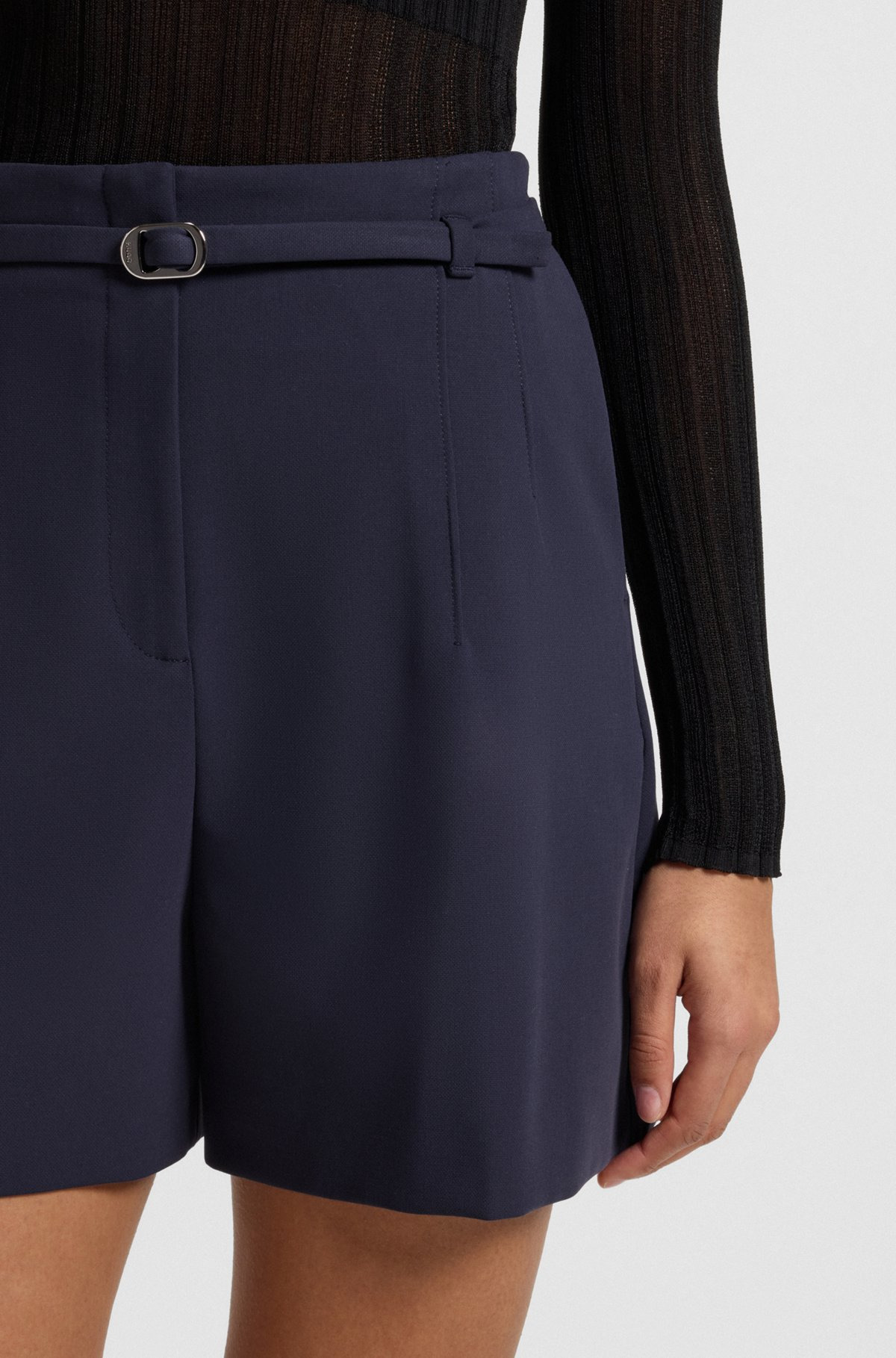 REGULAR-FIT SHORTS WITH BUCKLED BELT - 5