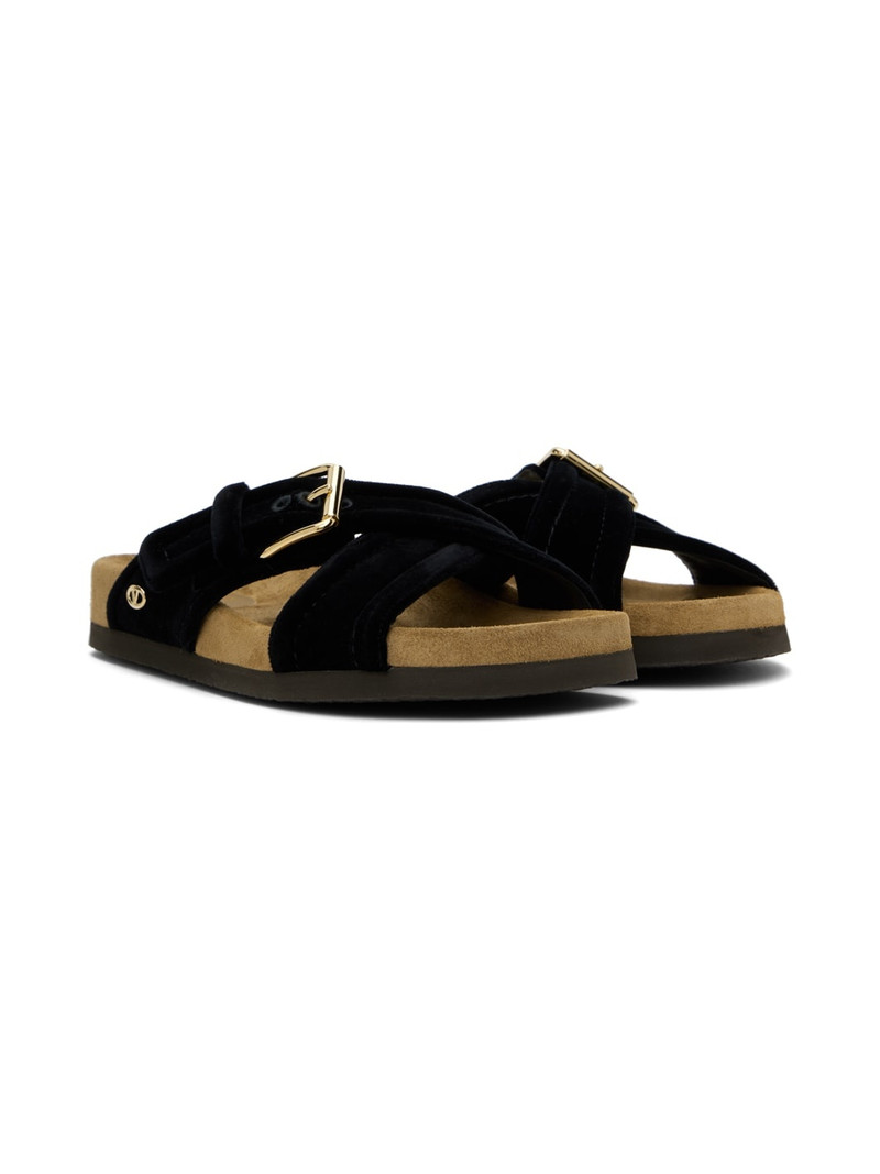 Black Fussfriend Velvet Sandals 4