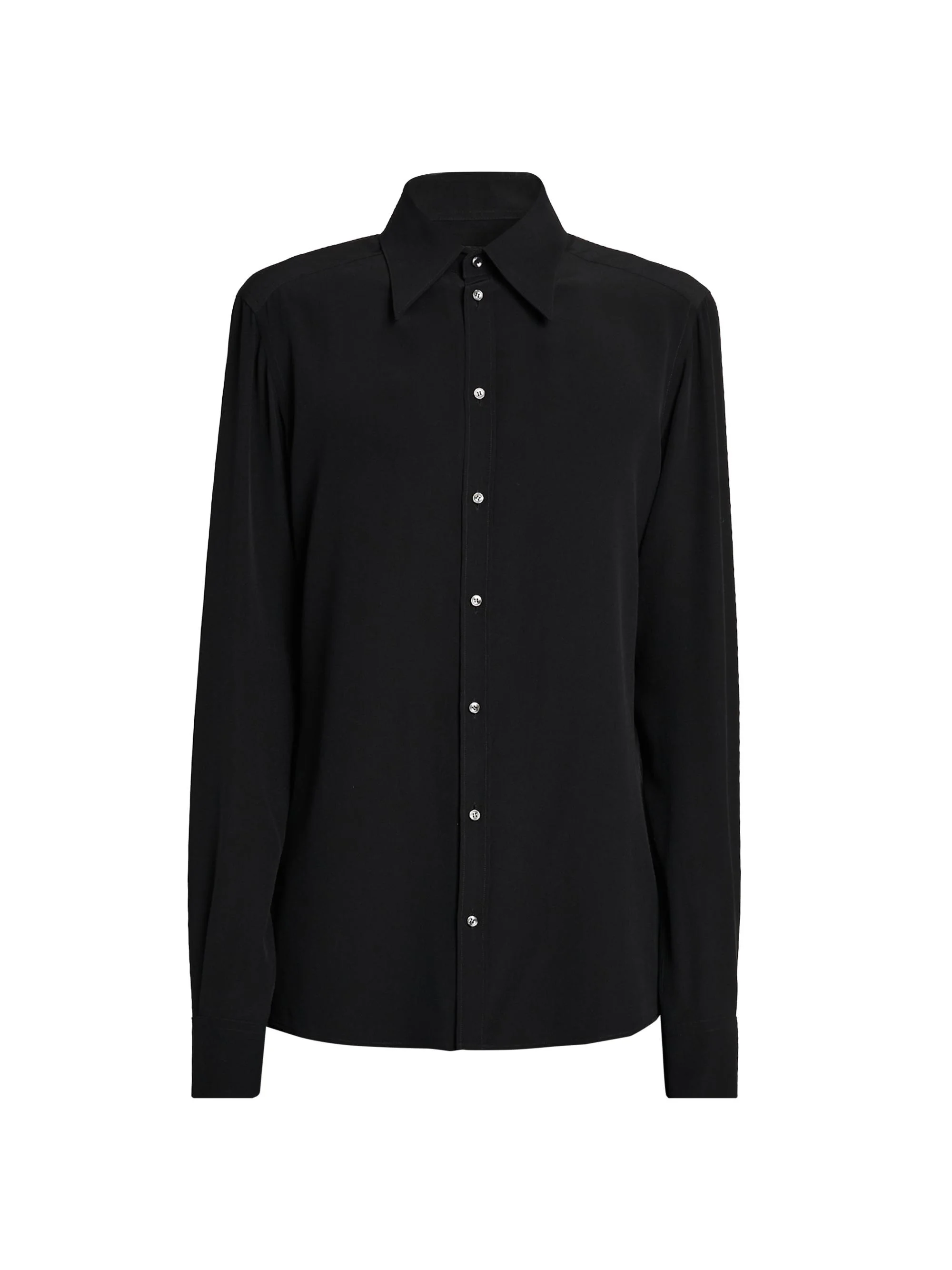 Men's Point Collar Silk Shirt - Nero - 1