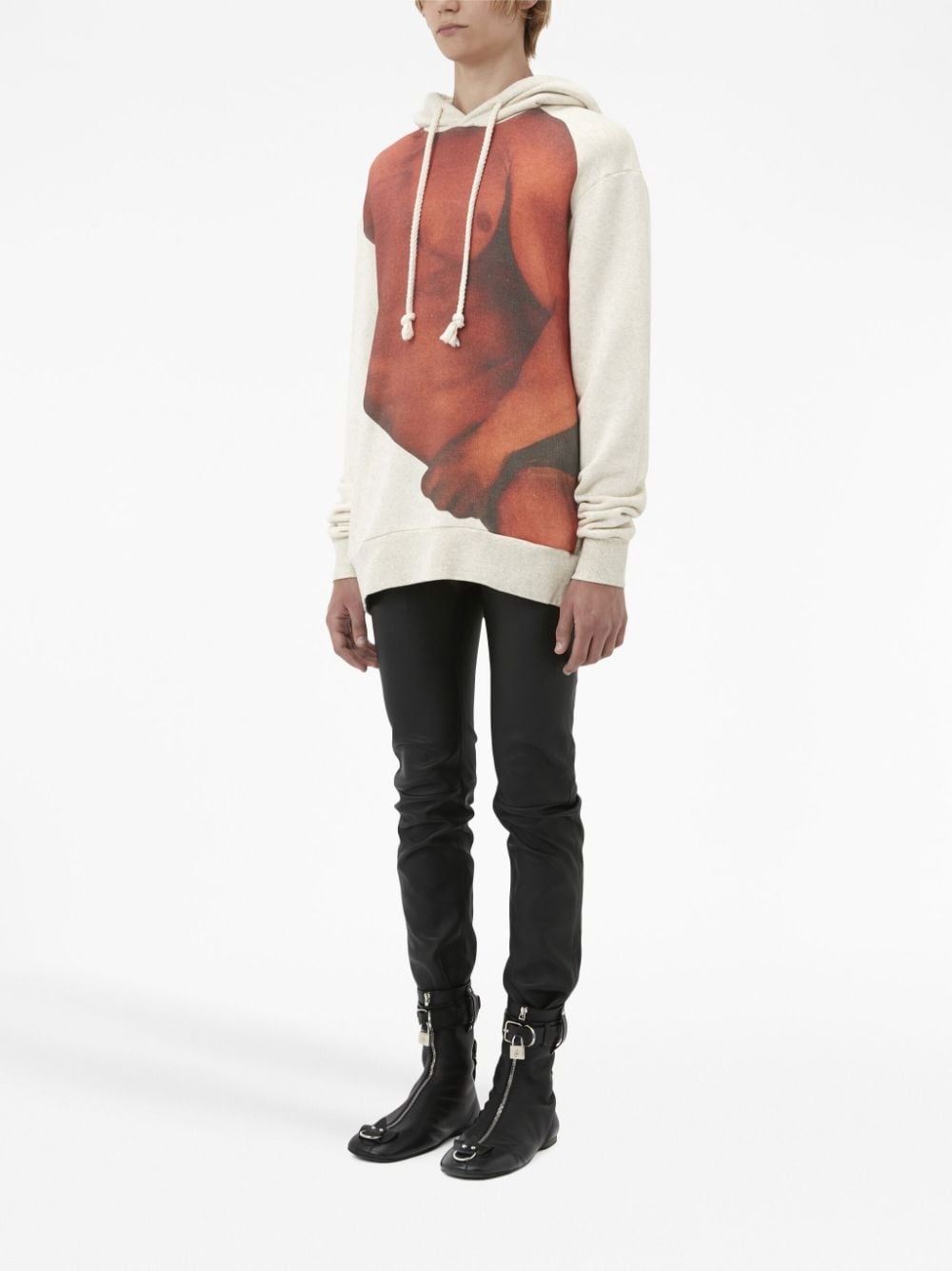 photograph-print cotton hoodie - 2