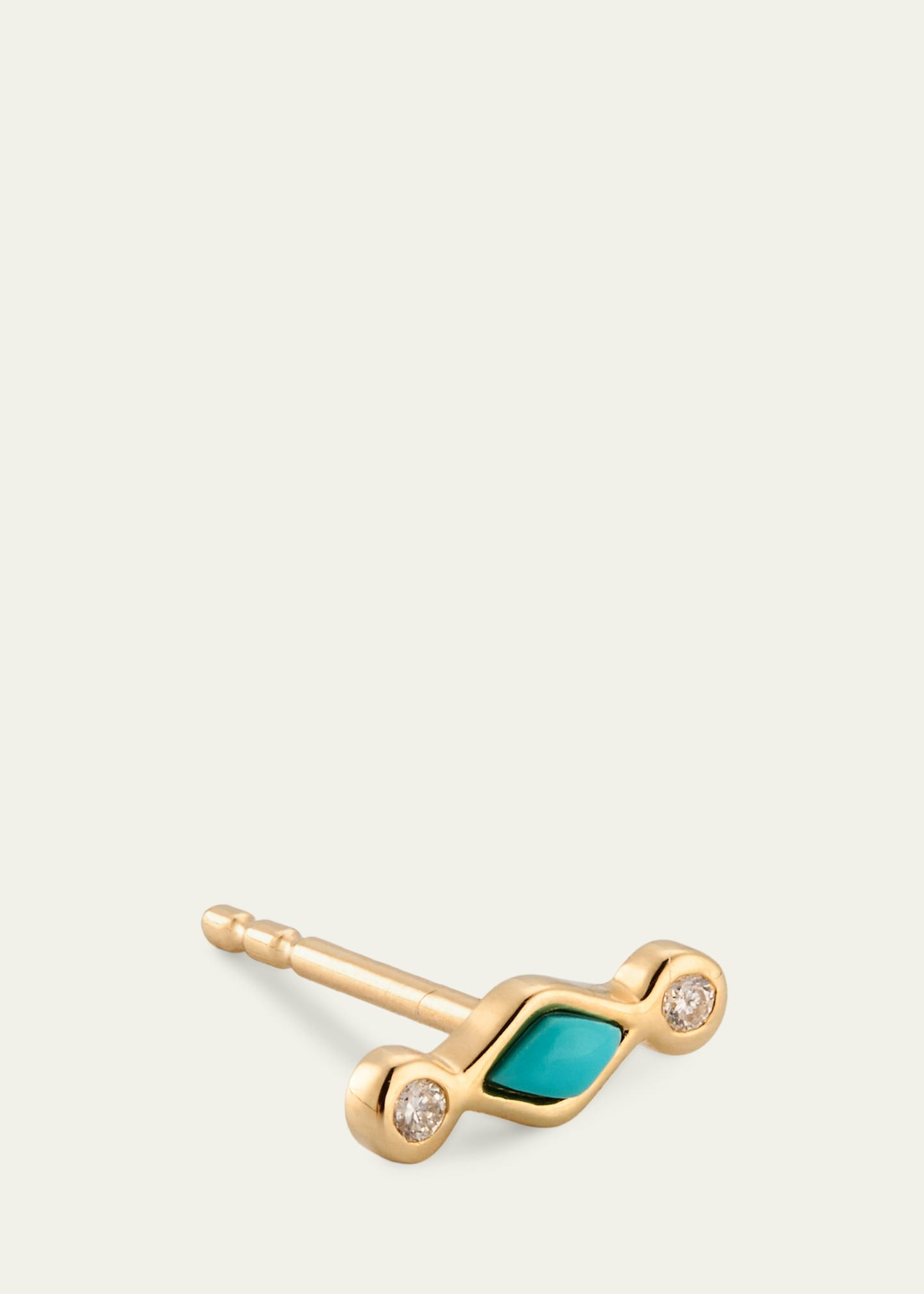 Turquoise and Diamond Bezel Stud Earrings - 3
