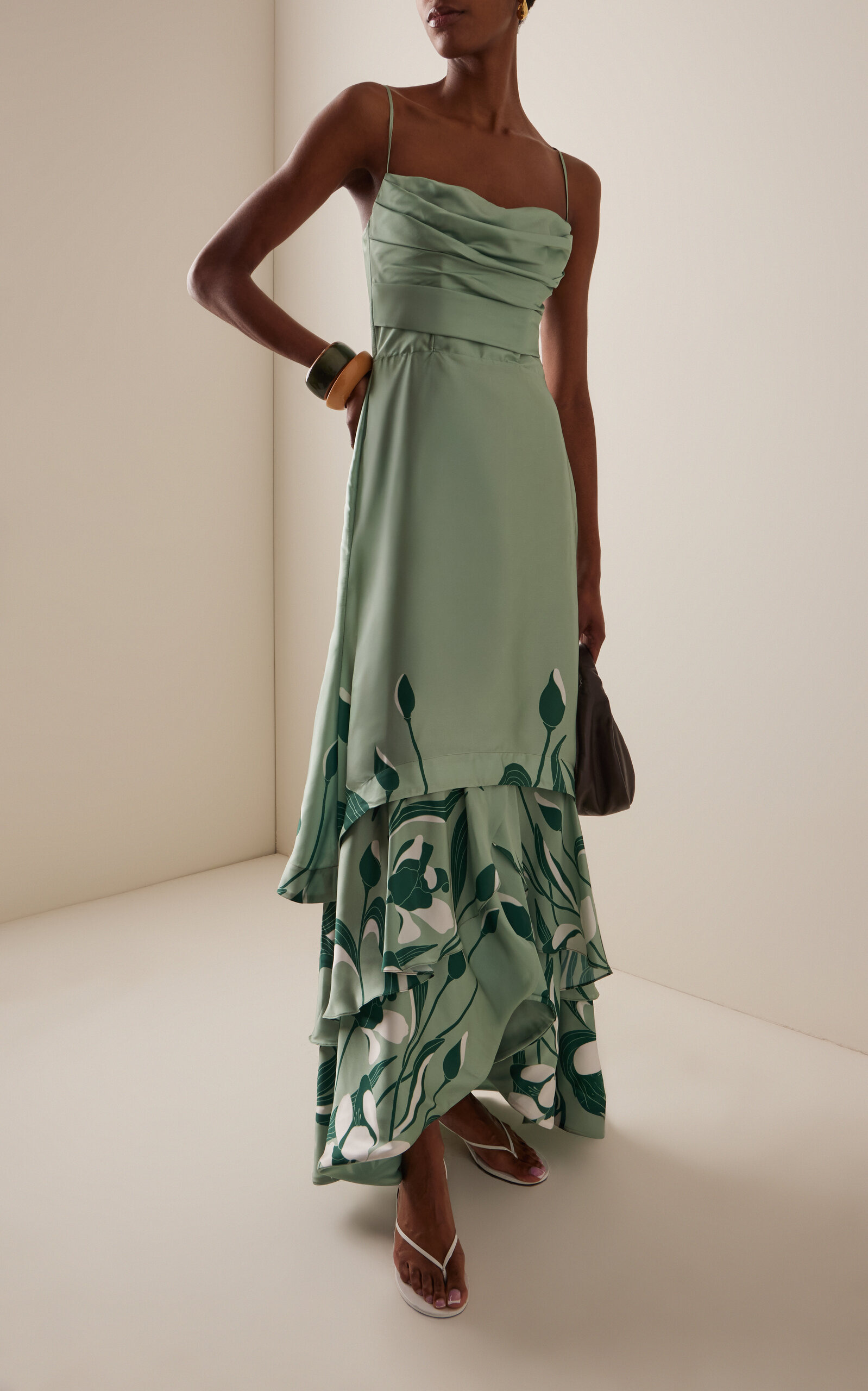 Exclusive Floreada Tulip-Printed Satin Maxi Dress green - 2