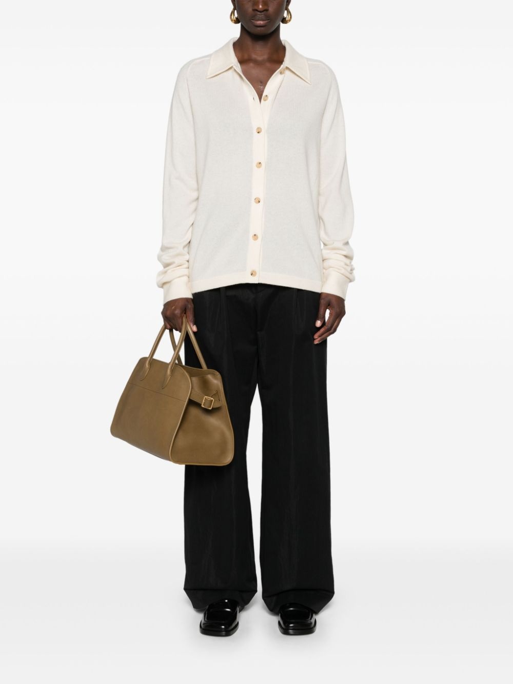 straight-collar cashmere shirt - 2