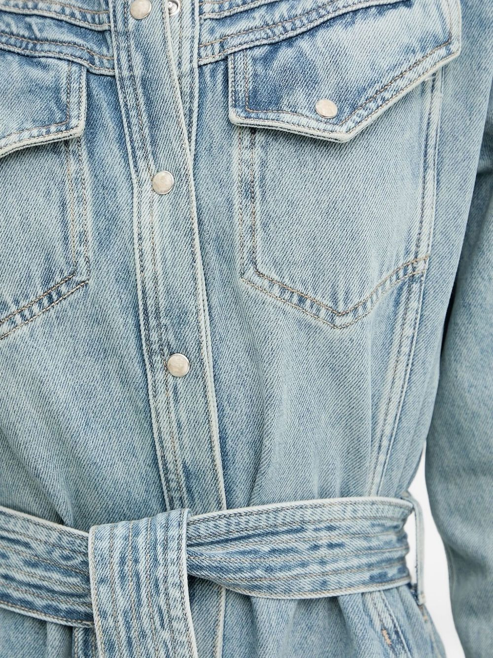 belted denim shirt midi day dress - 4
