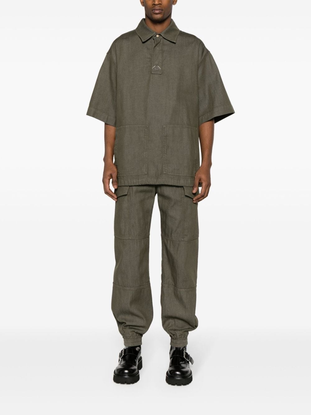 panelled-design cotton cargo trousers - 2