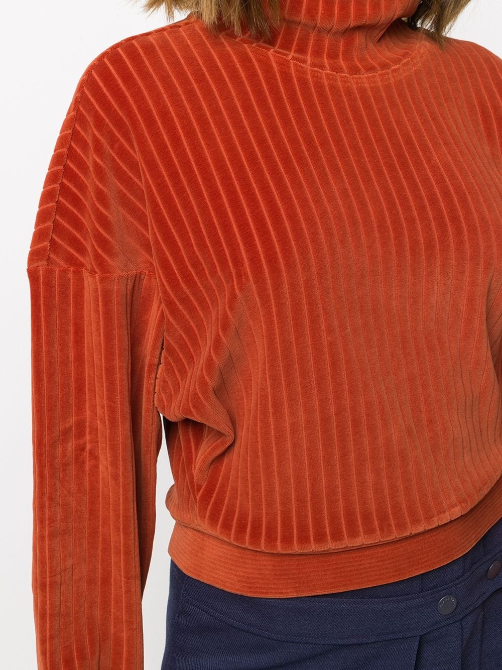 pinstripe funnel neck top - 5