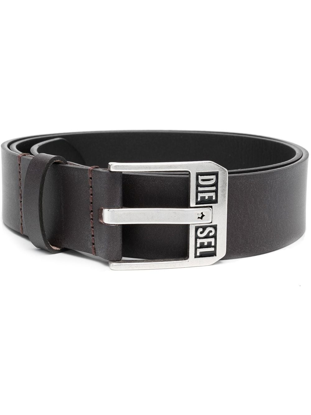logo-buckle buffalo leather belt - 1