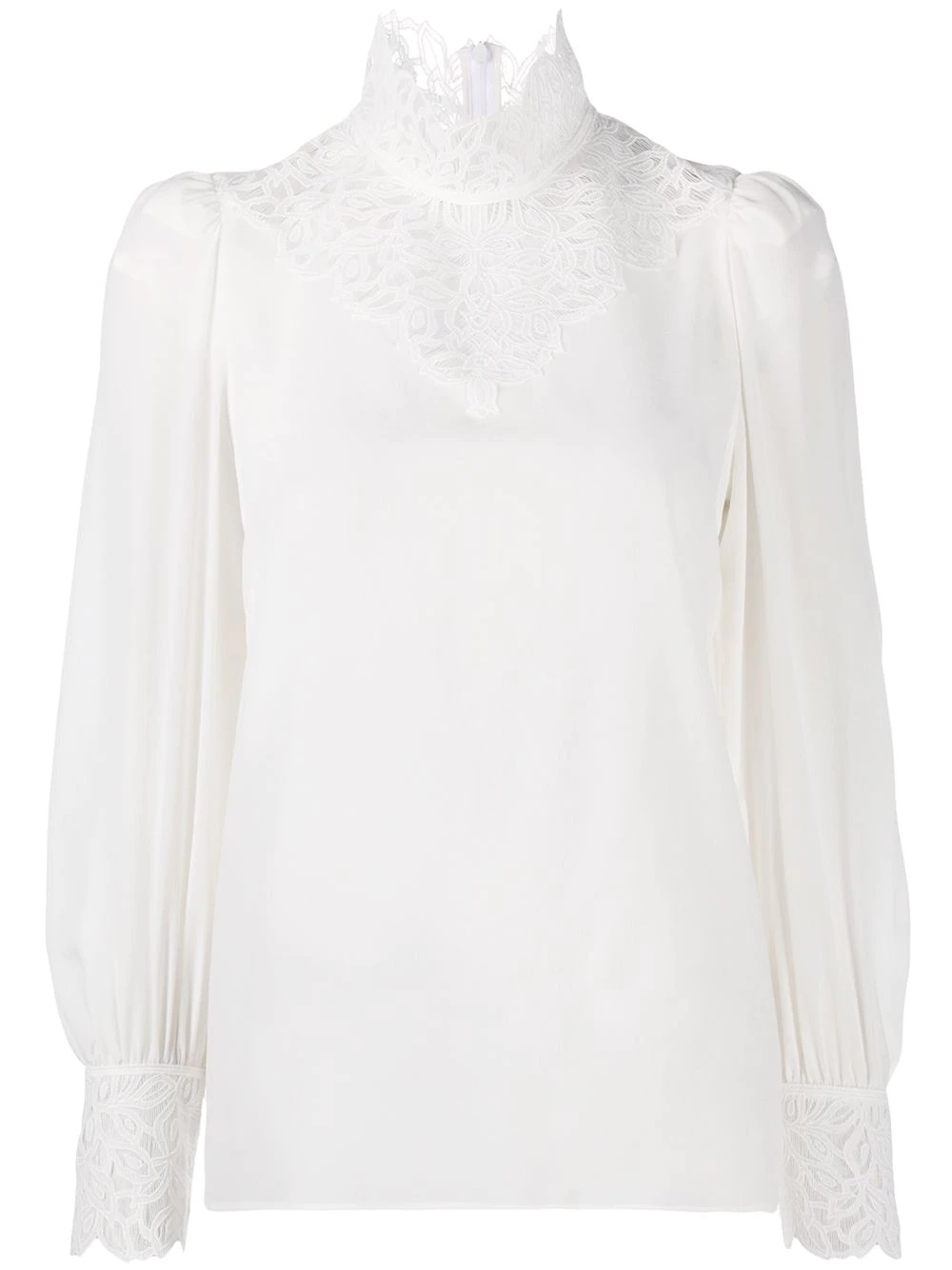 lace-panel high-neck blouse - 1