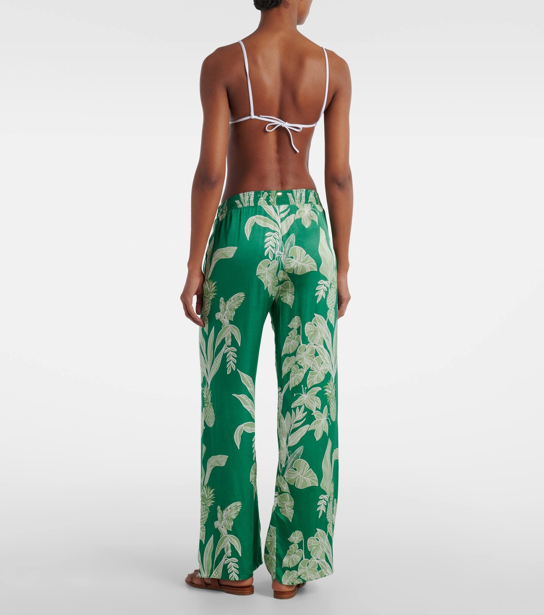 Cecile floral satin wide-leg pants - 3