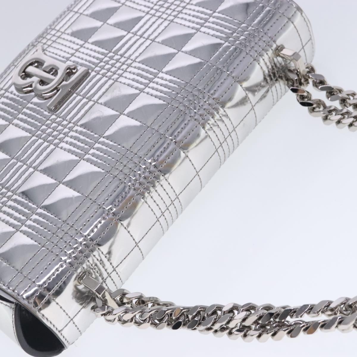 Burberry Chain Shoulder Bag Patent Leather Silver - 6
