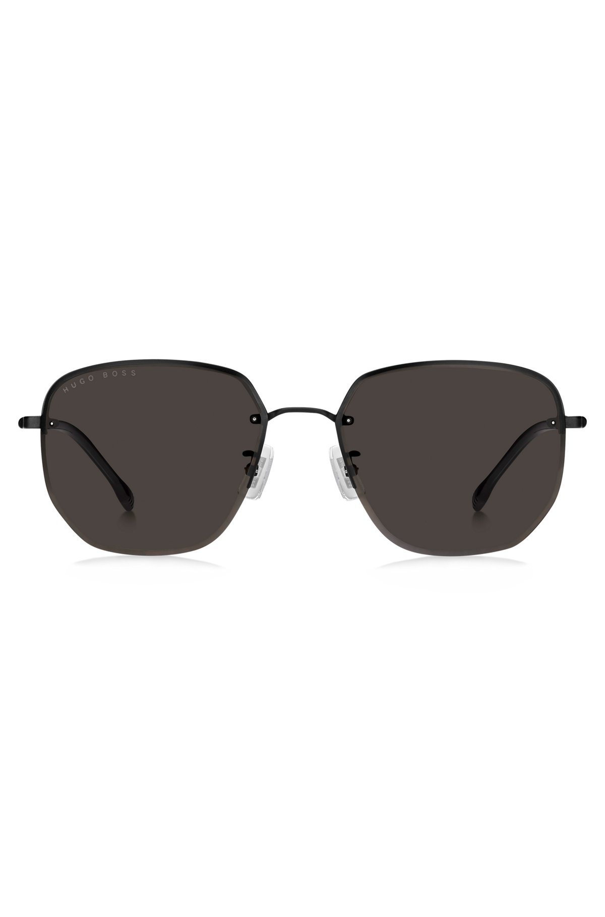 HALF-RIM SUNGLASSES IN BLACK TITANIUM AND METAL - 3