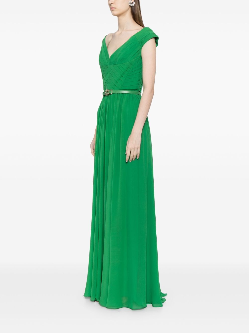 pleated bodice silk dress - 3