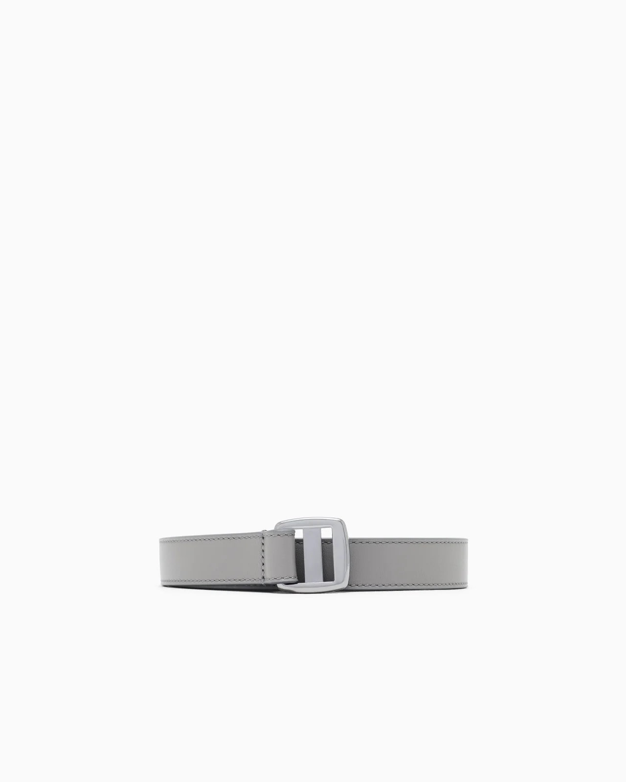SMOOTH LEATHER BELT WITH A DOUBLE RECTANGULAR METAL LOOP - 1