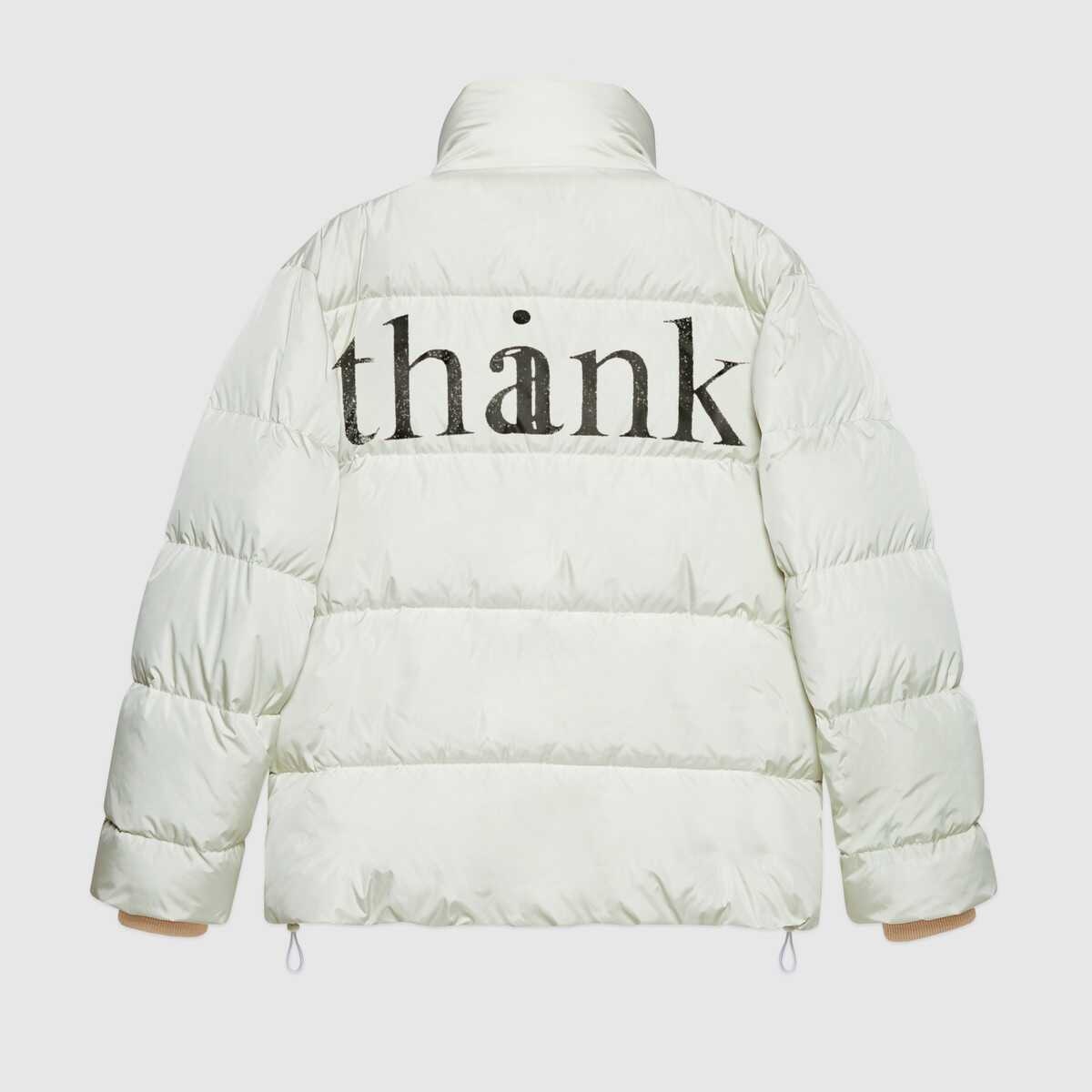 'think/thank' print nylon down jacket - 6