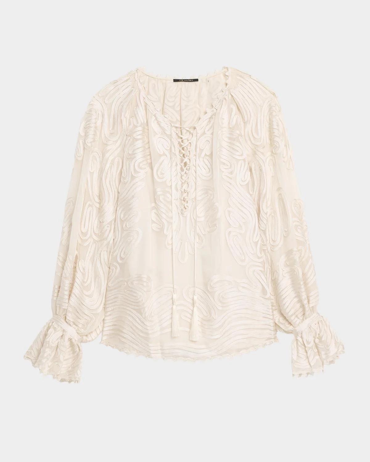 Florence Embroidered Lace-Up Blouse - 1