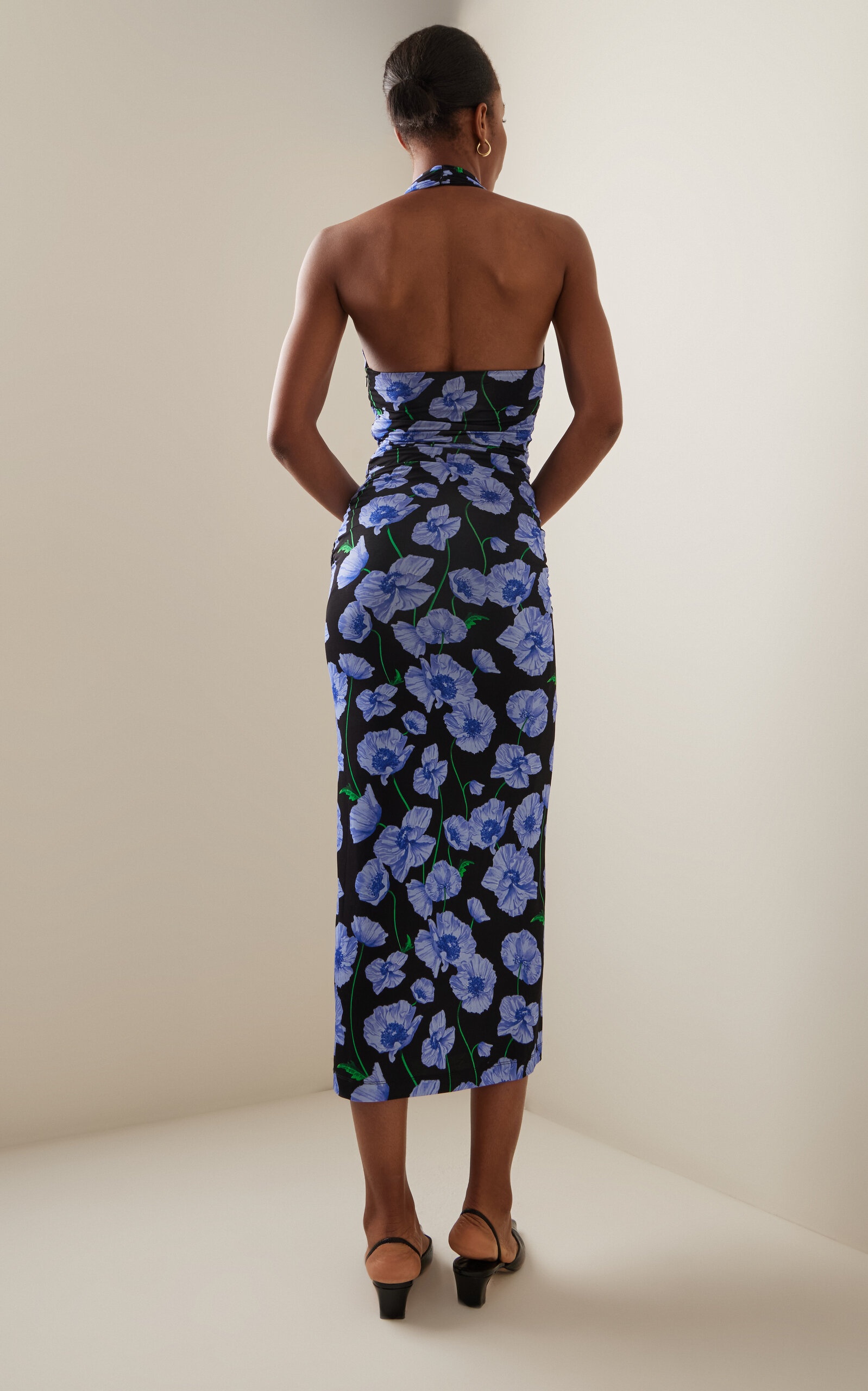 Ruched Jersey Halter Midi Dress floral - 4