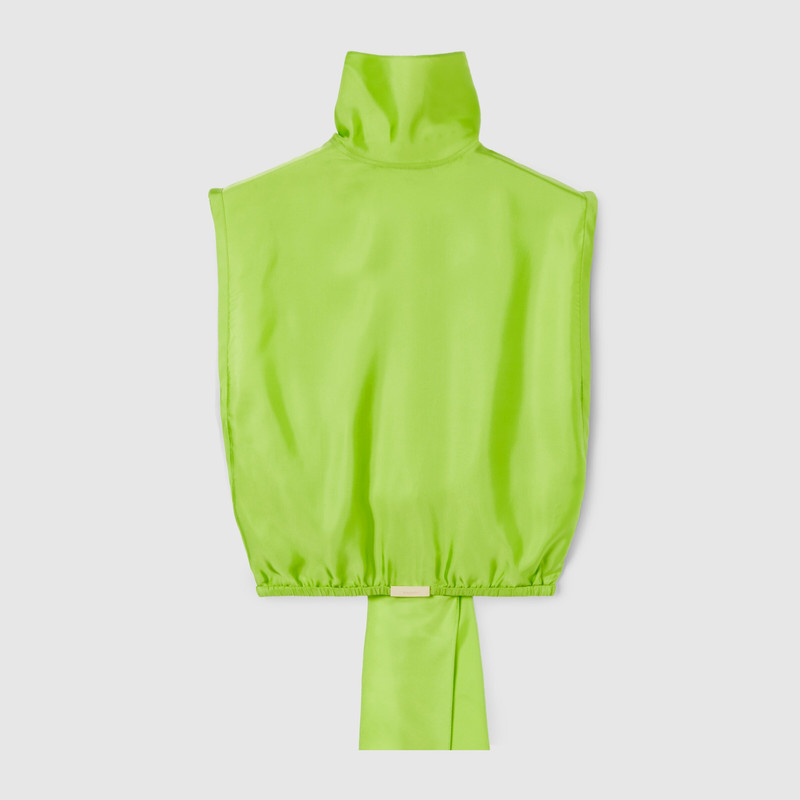 Self-tie neck bow viscose twill top 1