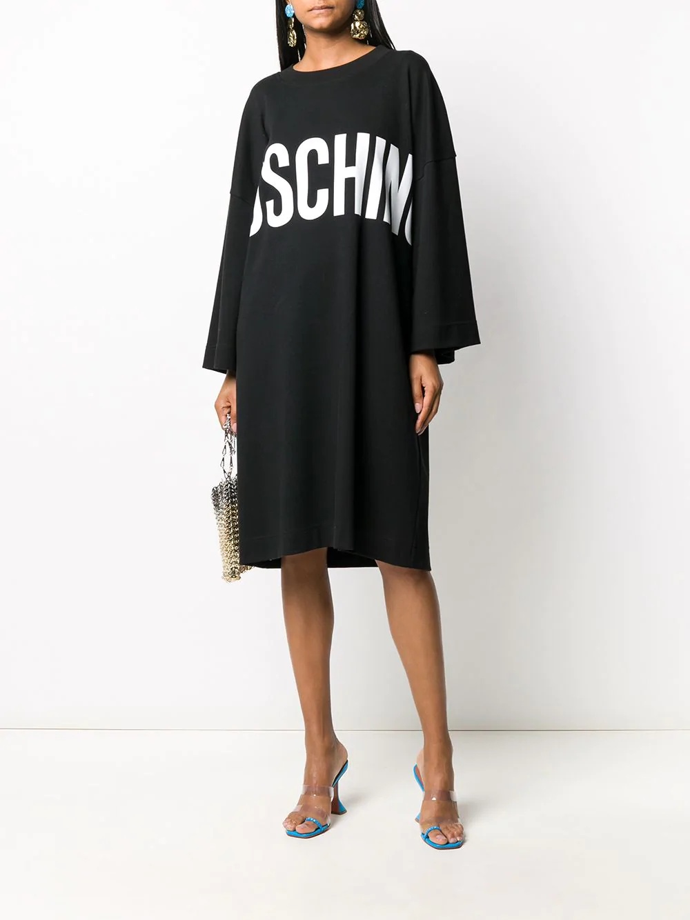 logo print oversized dress - 2