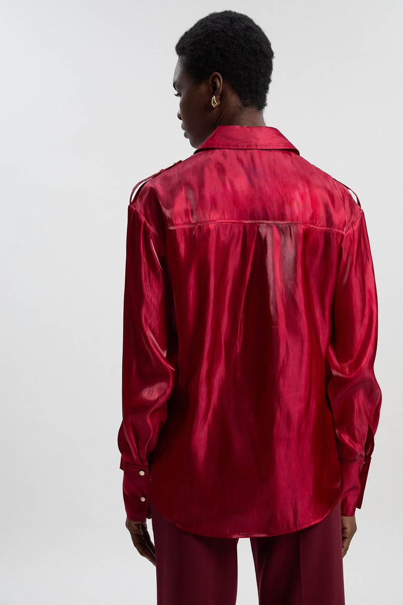 Metallic Woven Collared Shirt 5
