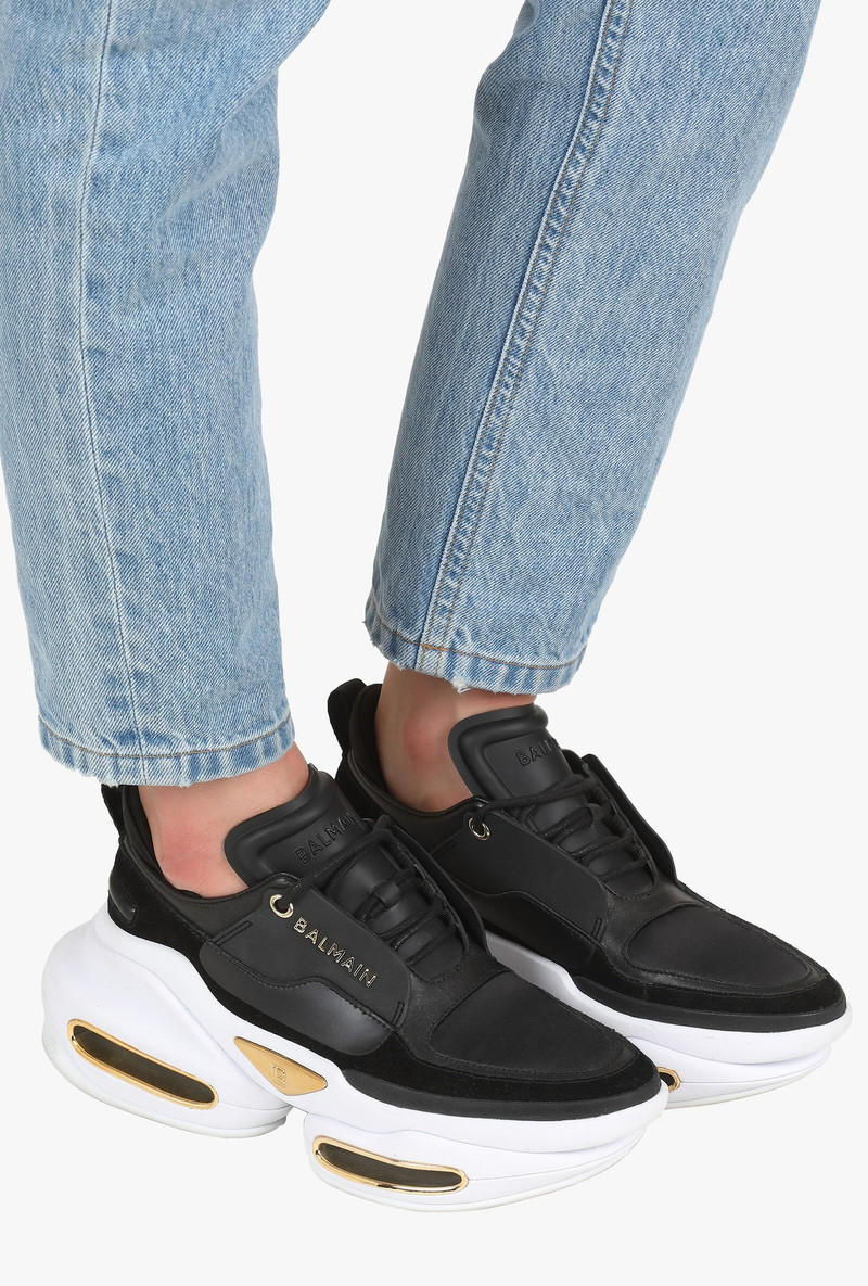 Balmain Bicolor jacquard B-Court high-top sneakers outlook