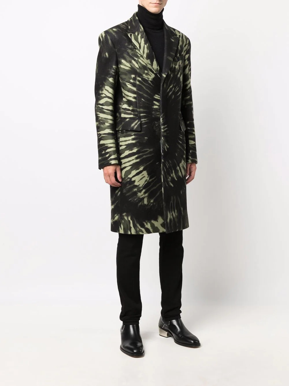 single-breasted tie-dye coat - 3