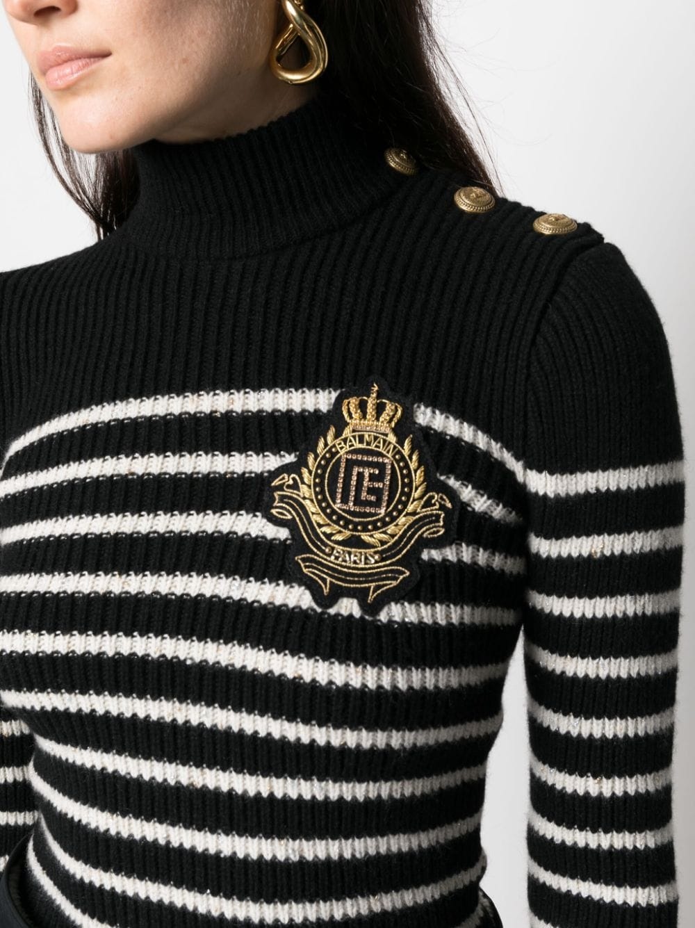 logo-patch striped jumper - 5