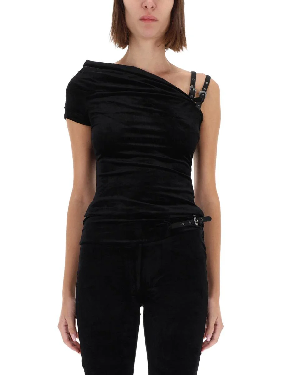 Versace Jeans Couture One-Shoulder Top With "Baroque" Buckle - 1