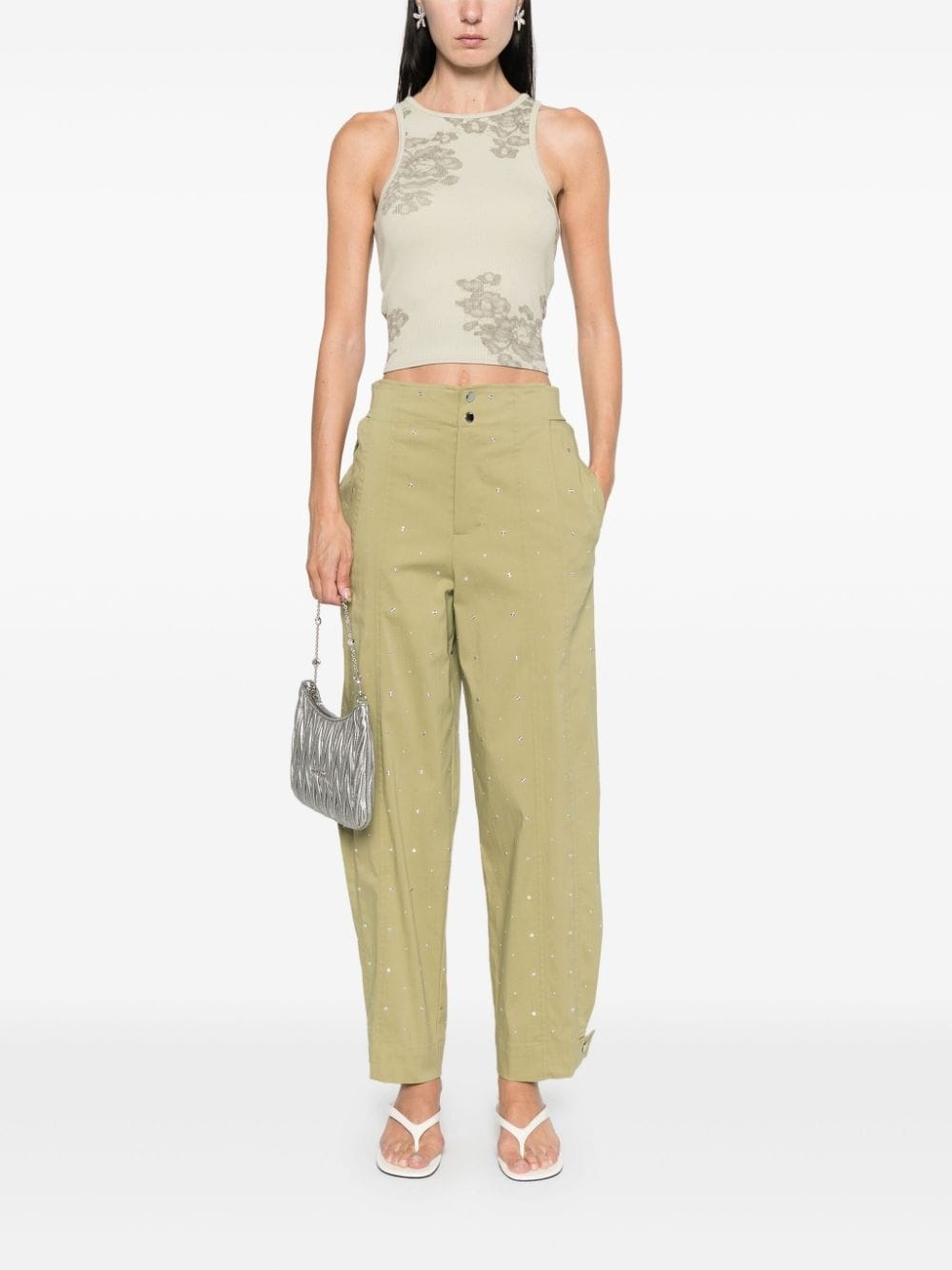 stud-embellished trousers - 2