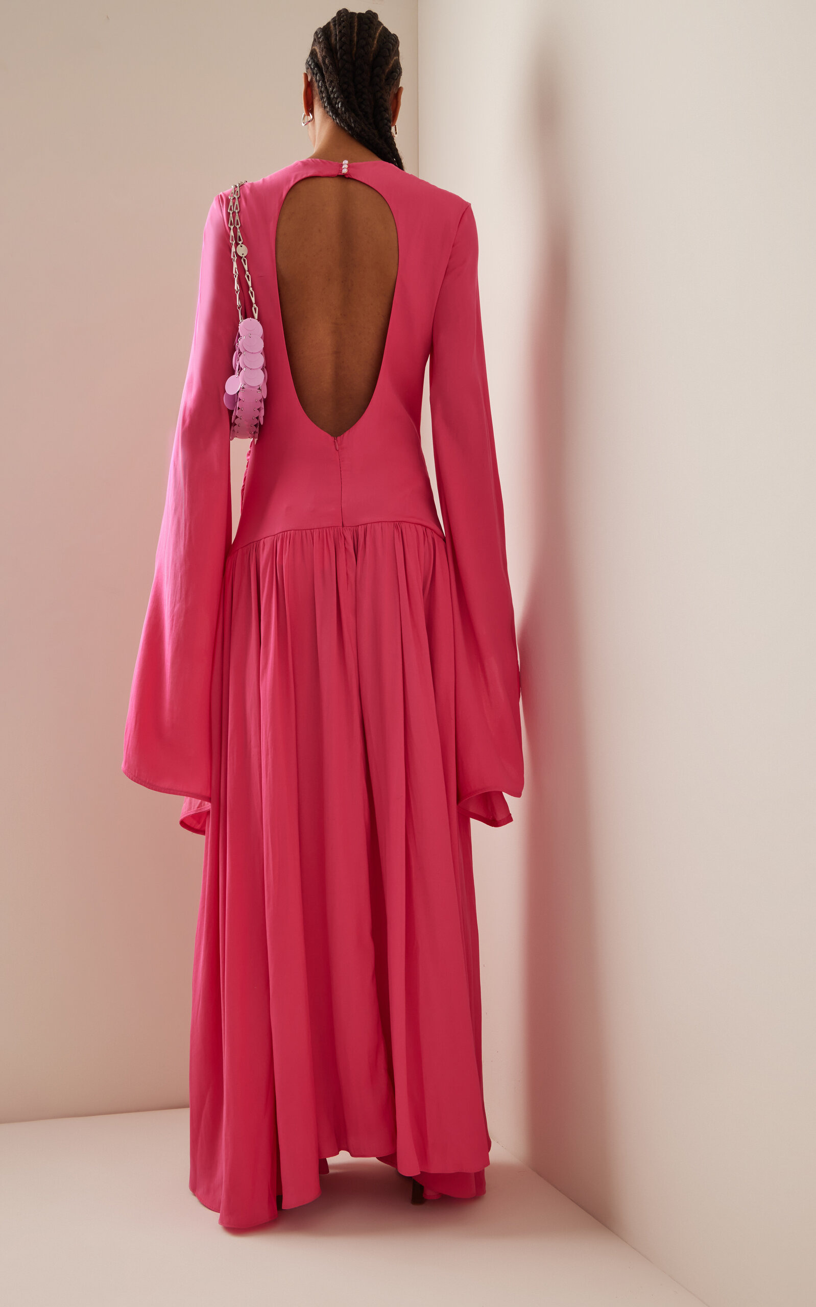 Dawn Open-Back Fluted-Sleeve Maxi Dress pink - 4